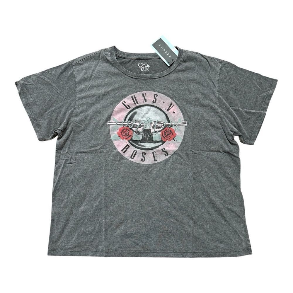 Chaser Guns N' Roses Recycled Vintage Jersey Tee Gray Band Shirt Women's L